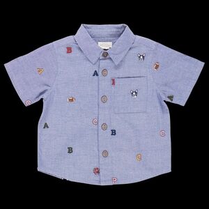 Blue Kids Shirt with Embroidered Details